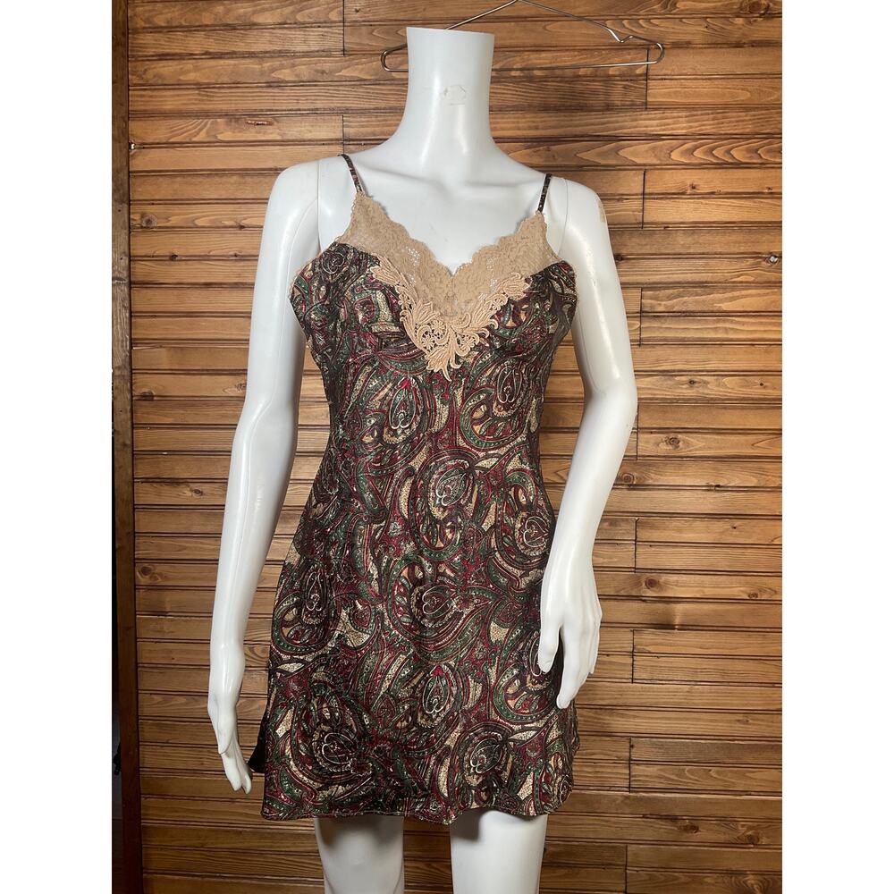Victoria's Secret Baby Doll Slip Cream Paisley Lace Chemise Y2K Womens X-Small